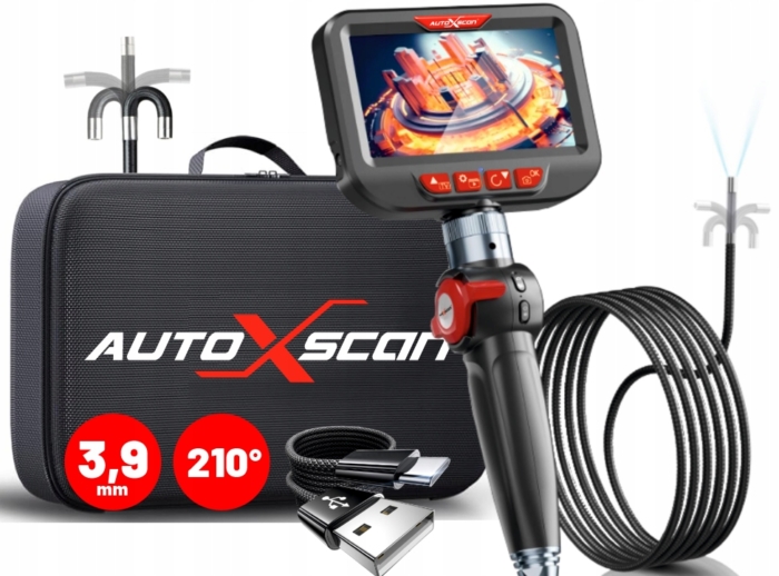 KAMERA INSPEKCYJNA AUTOXSCAN X306PRO ENDOSKOP 3.9MM 210° SKRĘTNA IP67 LCD